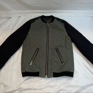 Fate quilted green and black zipper jacket